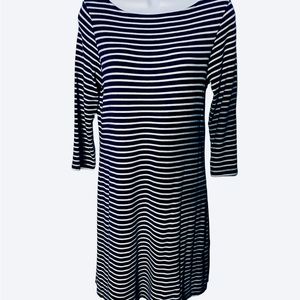 Women’s dress 3/4 sleeve navy & white stripes by Orvis S